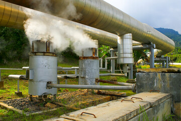 Large pipelines for the Geothermal Power Plant in Ulubelu, Lampung, Indonesia. for renewable energy.