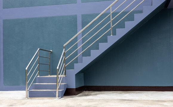 Close-up view of the background of the stairway sideways, the purple-gray wall.