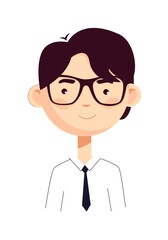 Avatar of a young man in office clothes. Friendly assistant in flat style. Vector illustration isolated on white background.