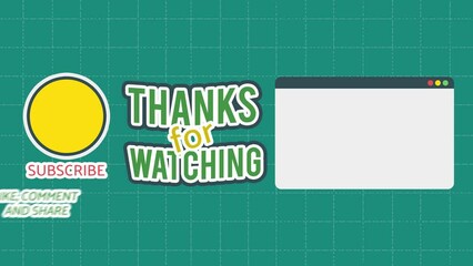 Animated End Screen with Aesthetic Green Style. Suitable for technology, vlog, science with science or technology content