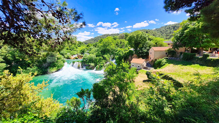 Fototapeta na wymiar Wasserfall in Kroatien Krka