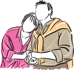 happy romantic senior couple man and woman together concept vector illustration