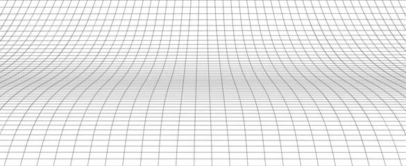 Curved perspective grid. Curved black lines on a white background.