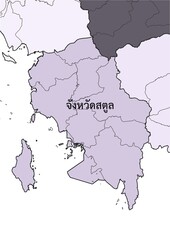 Satun province map Thailand asia