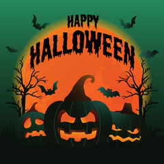 Happy halloween silhouette gradient background