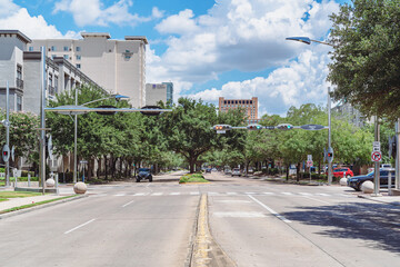 A Very Clean Street in the City of Houston Texas.