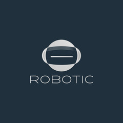 head robot icon logo business vector design template, 3d robotic icon logo design vector illustration with modern, futuristic and elegant styles isolated on dark background.