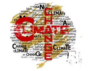 Foto op Canvas climate change, global warming and environmental conservation, word and tag cloud, vector illustration, grungy © Kirsten Hinte