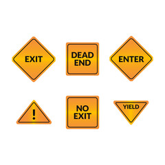 set of traffic signs icon logo design vector illustration. simple traffic signs iconic vector design template. exit traffic signs vector design/ no exit traffic signs, yield traffic signs, dead end
