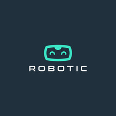 cute robot icon logo business vector design template, simple robotic icon logo design vector illustration with futuristic, service and modern styles isolated on white background.