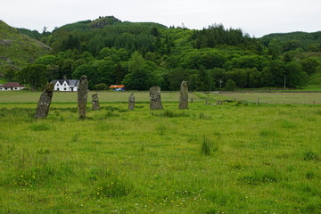 Ballymeanoch Neolithic Standing Stones, Kilmartin Glen, Near Oban, Argyll Scotland - obrazy, fototapety, plakaty