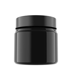 3d illustration of black jar on white background suitable for branding and label design mockup