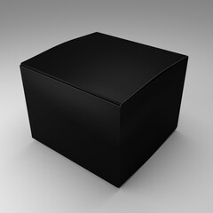 3d Illustration of black square box on white background suitable for branding and mockup presentation  