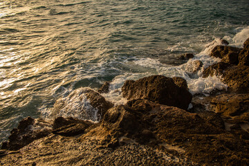 Le Castella, Calabria, Italy, waves and rocks