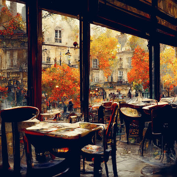  illustraion of view from european franche cafe ai generaed image