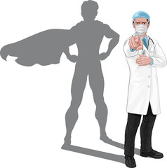 Super Hero Doctor Wants Needs You Pointing Concept