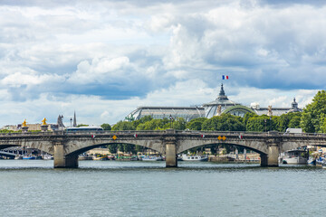 Fototapeta na wymiar Pont de la Concorde bridge and Seine river in Paris, France