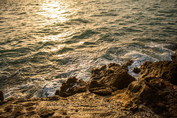 Le Castella, Calabria, Italy, waves and rocks