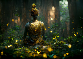 Meditating Buddha in a Peaceful Forest