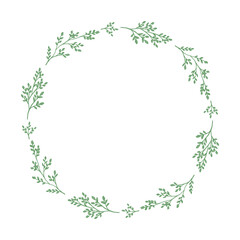 Watercolor green leaves and flower wreath