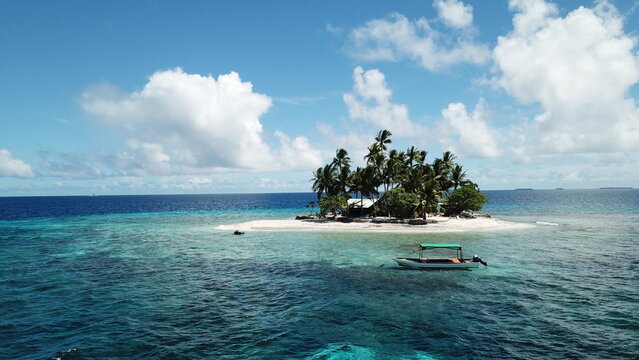 Uninhabited island JEEP island in Chuuk, Micronesia. Here is the world's greatest wreck diving destination.