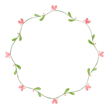 Watercolor Hand Drawn Wreath with Leaves