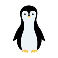 Cute hand drawn penguin. Cartoon character for kids or baby design. Isolated vector illustration 