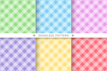 Colourful gingham seamless pattern background set
