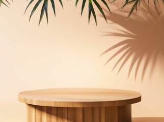 Wooden product display podium 3d render