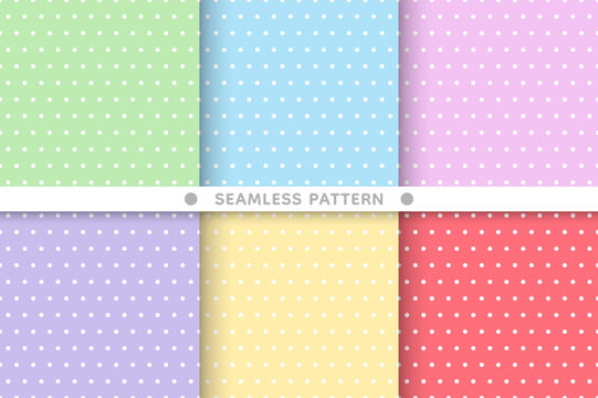 Colourful dot seamless pattern background set