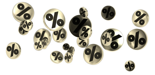 Sales icons floating in the air 3D rendering