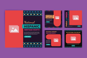 Hispanic heritage month. Banners for social media, cards, posters and postcards.