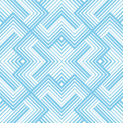 Abstract geometric pattern with stripes, lines. Seamless vector background. White and blue ornament. Simple lattice graphic design
