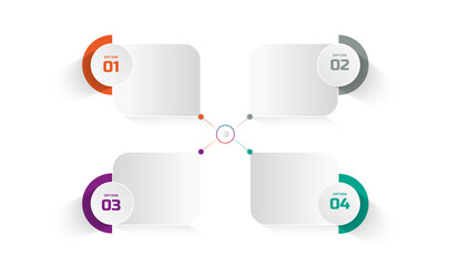 4 white transparent Infographic charts design template with Four options or steps and charts. used in financial and business work plans