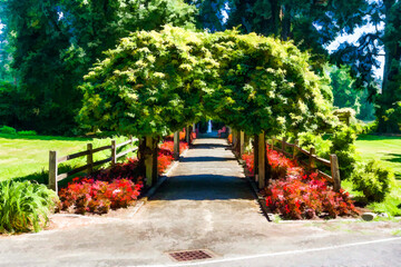 Center Garden Walkway Illustration
