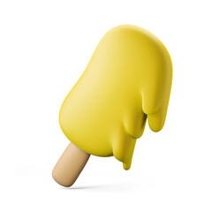 melting ice cream popsicle dripping on hot summer temperature 3d illustration rendering 3d icon isolated