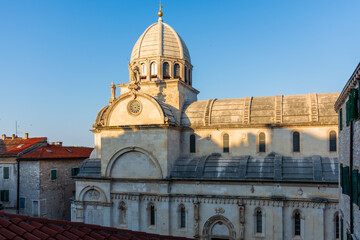 Catholic Cathedral in Sibenik city, Croatia, cityscape