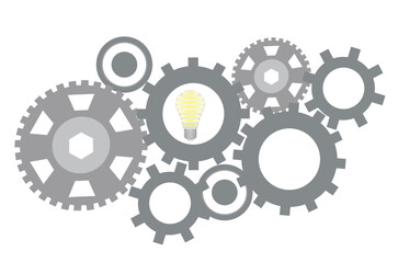 Idea concept. Bulb in machinery. vector