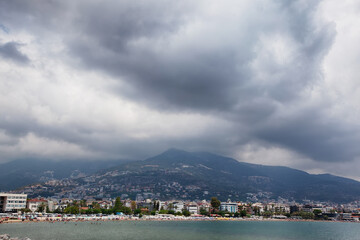 View of the city of Antalya from the sea, Turkey, Mediterranean Sea