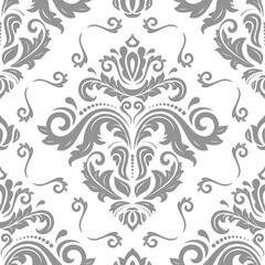 Classic seamless pattern. Damask orient ornament. Classic vintage light gray background. Orient ornament for fabric, wallpaper and packaging