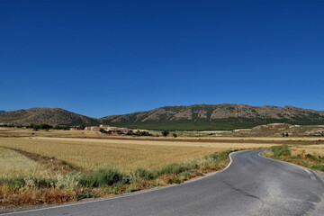 Route dans le paysage. Andalousie. Espagne.