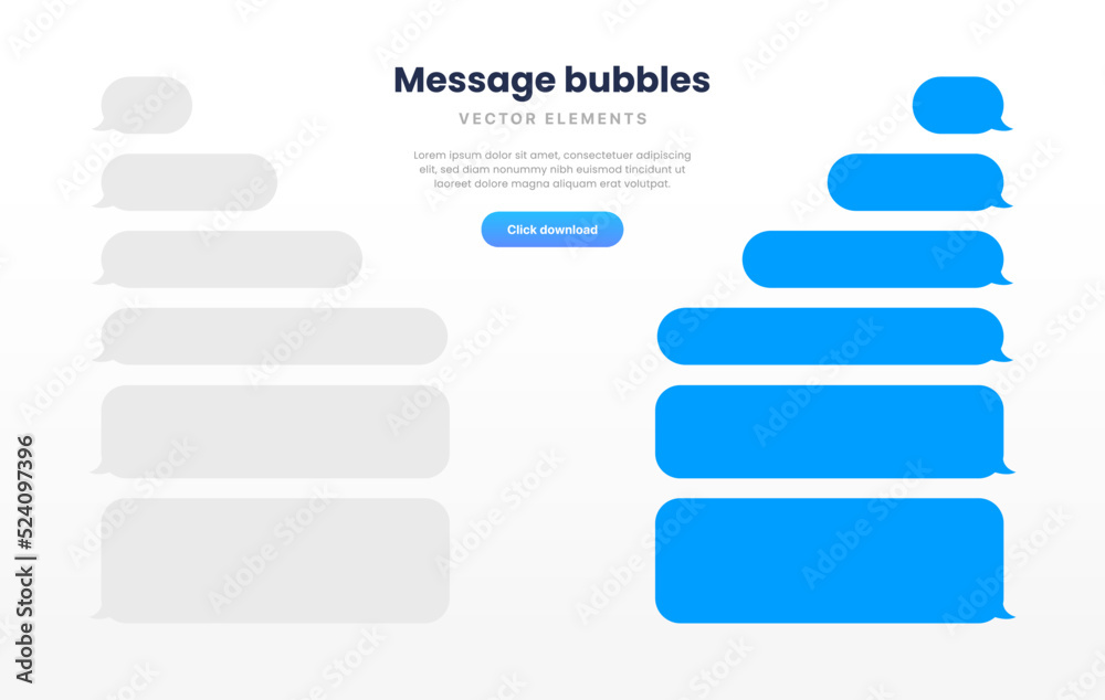 Fototapete Message smartphone template. Mobile chatting sms app template bubbles. Message bubbles chat on smartphone icons. Phone chatting sms template bubbles. Isolated smartphone m