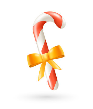 recommend clip art: Christmas realistic crisscrossed candy cane on white background, vector illustration.