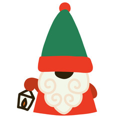 Cute Red Gnome Christmas with Lamp