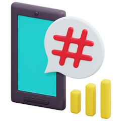 hashtag 3d render icon illustration