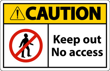 Caution Keep Out No Access Sign On White Background