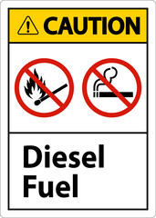 Obraz premium Caution Sign diesel fuel on white background