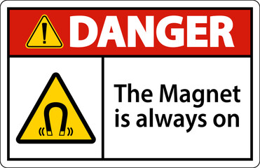 Danger magnet is always sign on white background