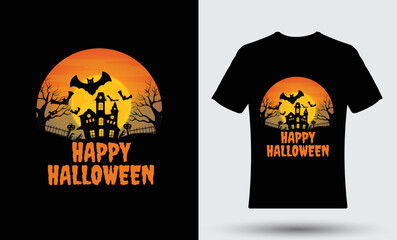 Happy halloween background concept with t shirt design
