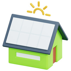 solar panel house 3d render icon illustration